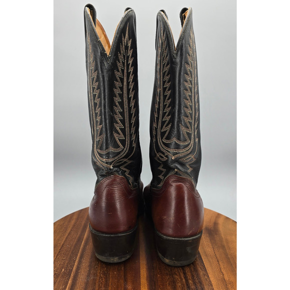 Vintage Acme Boots Mens 13 D Black Cherry Leather Circle A Western Cowboy